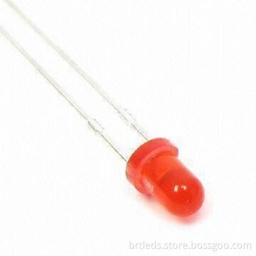 3mm Round Hyper Red Emitting LED Lamp with Red Diffused Lens Appearance and 624nm Wavelength